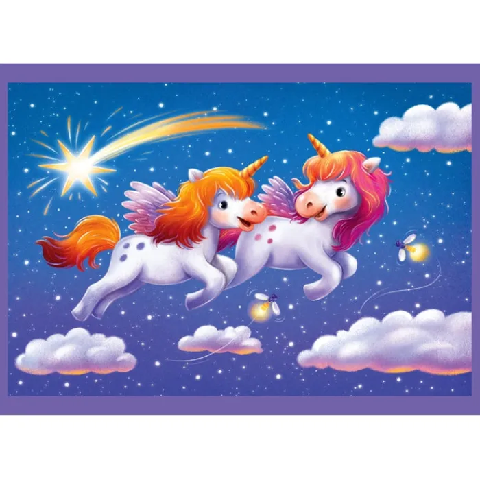 Clementoni Cartes|Illustrations|A Day With Unicorns - 1x12 + 1x16 + 1x20 + 1x24 pièces