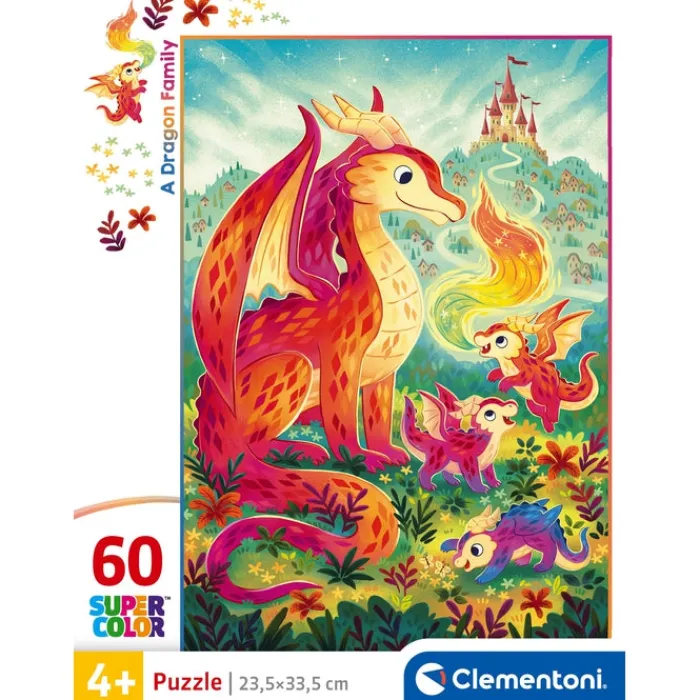 Clementoni Cartes|Illustrations|A Dragon Family - 60 pièces