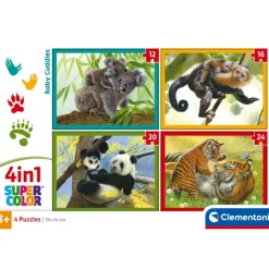 Clementoni Cartes|Animaux|Baby Cuddles - 1x12 + 1x16 + 1x20 + 1x24 pièces