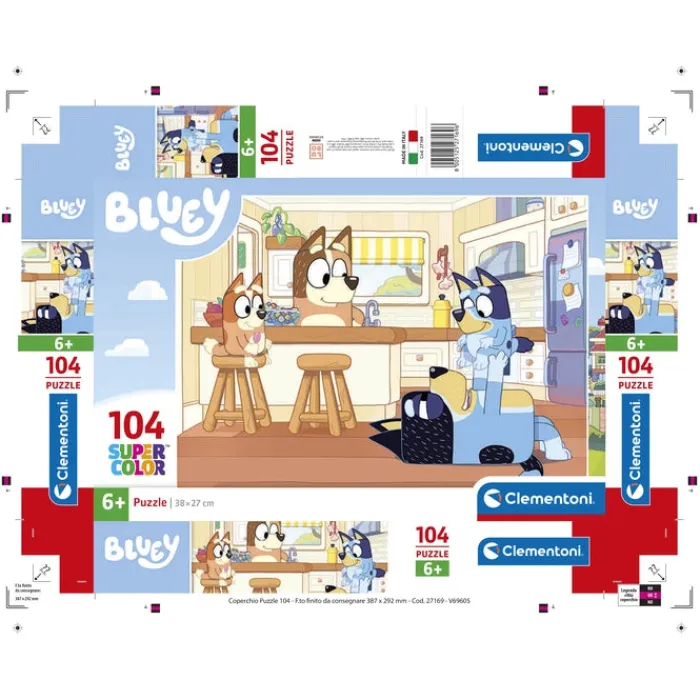 Clementoni Cartes|Autres Personnages|Bluey - 104 pièces