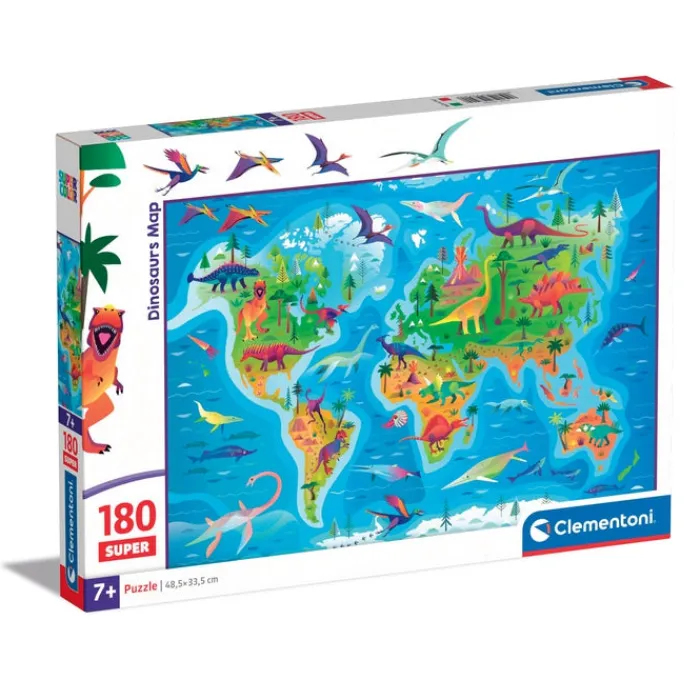 Clementoni Cartes|Illustrations|Dinosaurs Map - 180 pièces
