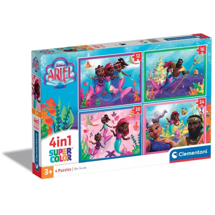 Clementoni Princesses Disney|Cartes|Disney Ariel - 1x12 + 1x16 + 1x20 + 1x24 pièces