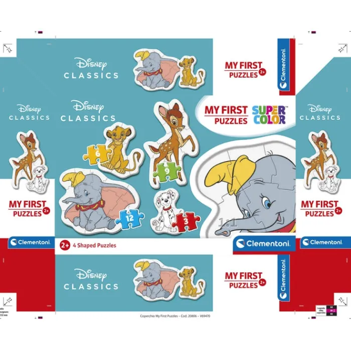Clementoni Cartes|Personnages Disney|Disney Classic Characters - 1x3 + 1x6 + 1x9 + 1x12 pièces