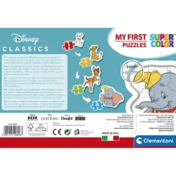Clementoni Cartes|Personnages Disney|Disney Classic Characters - 1x3 + 1x6 + 1x9 + 1x12 pièces