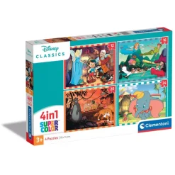 Clementoni Personnages Disney|Cartes|Disney Classics - 1x12 + 1x16 + 1x20 + 1x24 pièces