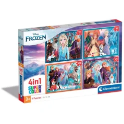Clementoni Cartes|Personnages Disney|Disney Frozen - 1x12 + 1x16 + 1x20 + 1x24 pièces