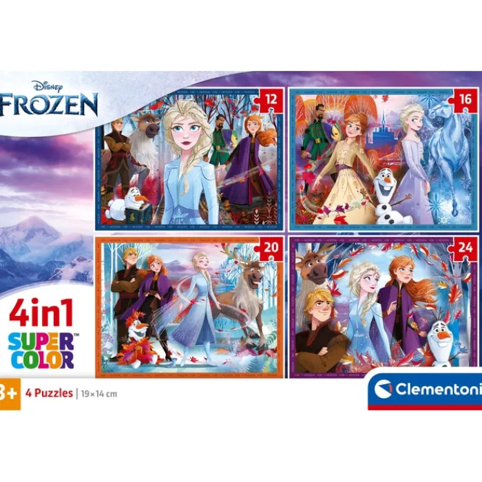 Clementoni Cartes|Personnages Disney|Disney Frozen - 1x12 + 1x16 + 1x20 + 1x24 pièces