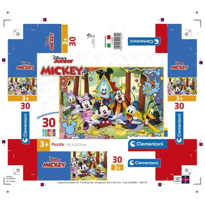 Clementoni Cartes|Personnages Disney|Disney Mickey - 30 pièces