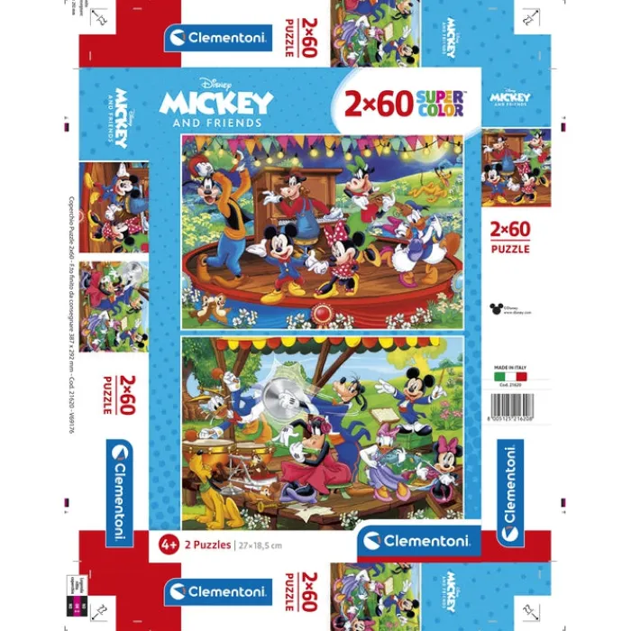 Clementoni Cartes|Personnages Disney|Disney Mickey and Friends - 2x60 pièces