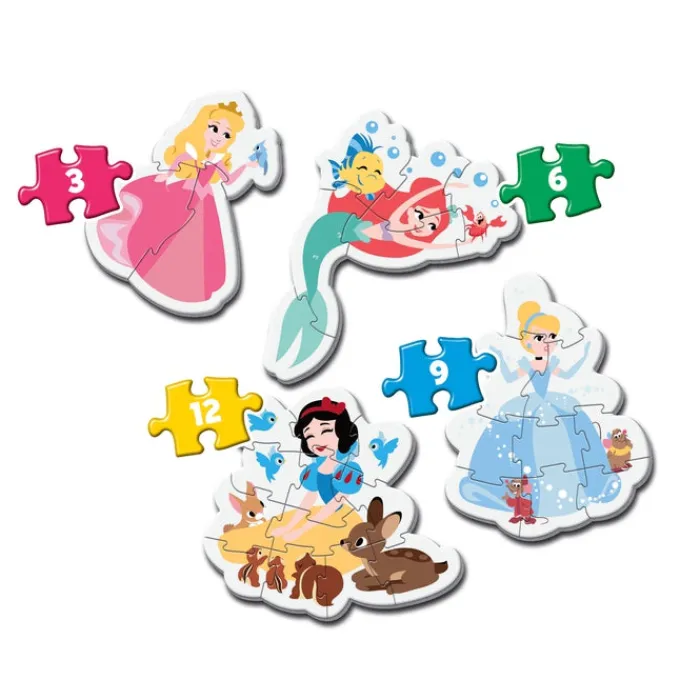 Clementoni Cartes|Princesses Disney|Disney Princess - 1x3 + 1x6 + 1x9 + 1x12 pièces