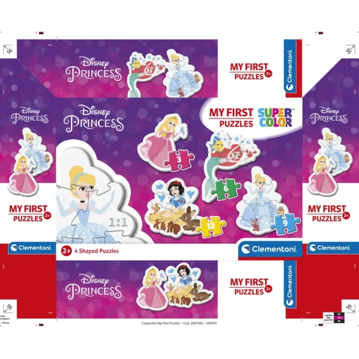 Clementoni Cartes|Princesses Disney|Disney Princess - 1x3 + 1x6 + 1x9 + 1x12 pièces