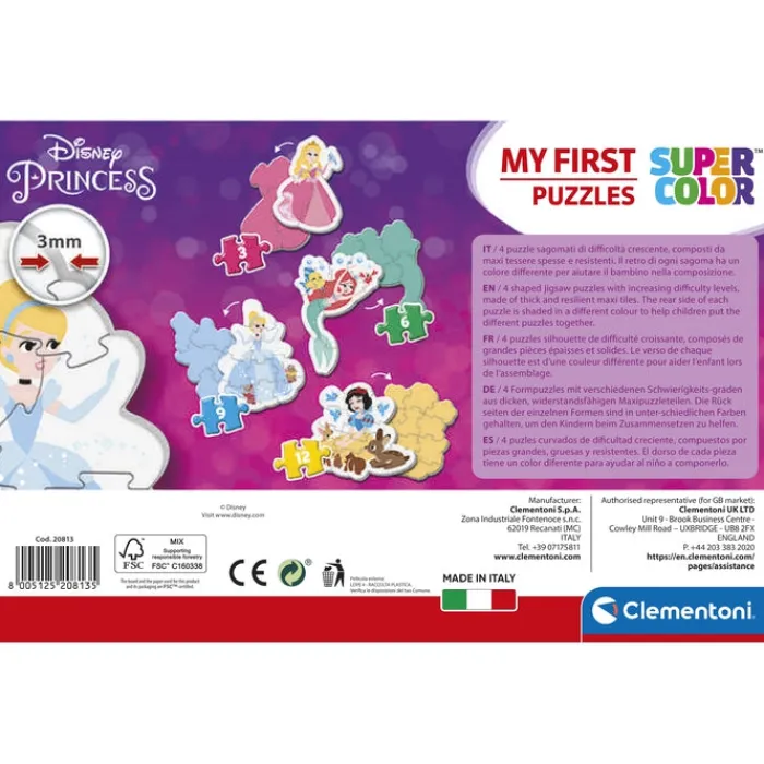 Clementoni Cartes|Princesses Disney|Disney Princess - 1x3 + 1x6 + 1x9 + 1x12 pièces