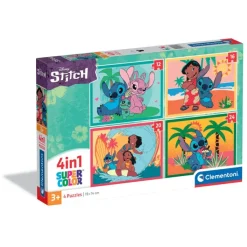 Clementoni Cartes|Personnages Disney|Disney Stitch - 1x12 + 1x16 + 1x20 + 1x24 pièces