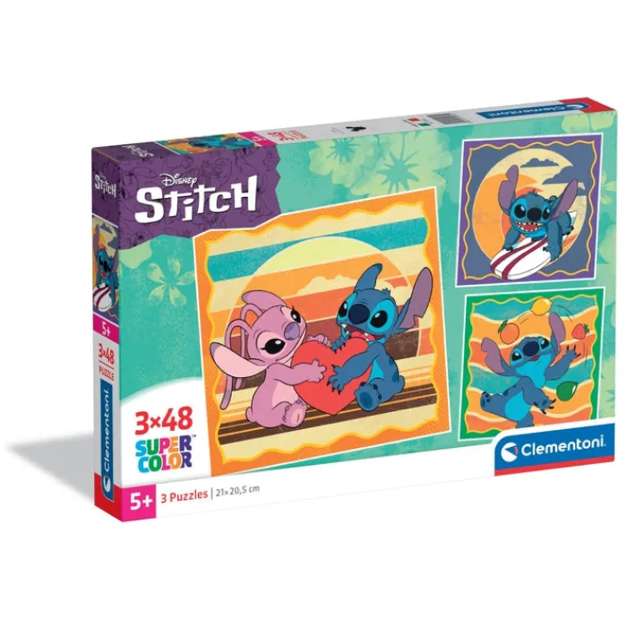 Clementoni Cartes|Personnages Disney|Disney Stitch - 3x48 pièces