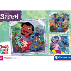Clementoni Cartes|Personnages Disney|Disney Stitch - 3x48 pièces