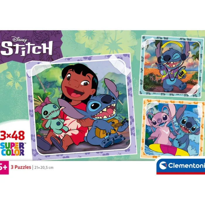Clementoni Cartes|Personnages Disney|Disney Stitch - 3x48 pièces