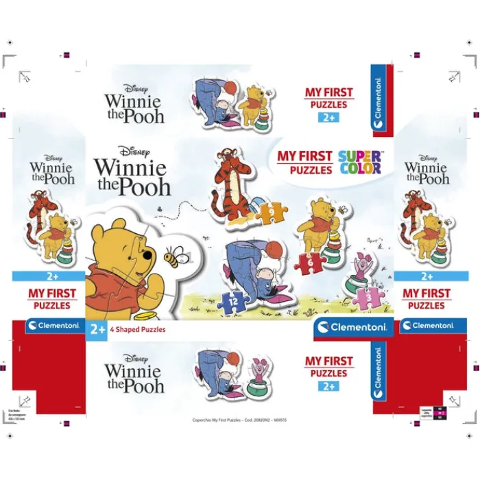 Clementoni Cartes|Personnages Disney|Disney Winnie The Pooh - 1x3 + 1x6 + 1x9 + 1x12 pièces