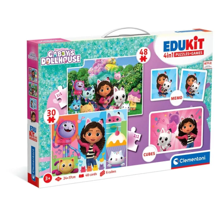 Clementoni Mémo|Edukit 4 en 1 - Gabby et la maison magique