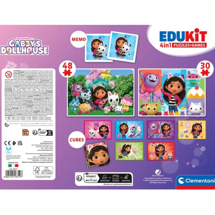 Clementoni Mémo|Edukit 4 en 1 - Gabby et la maison magique