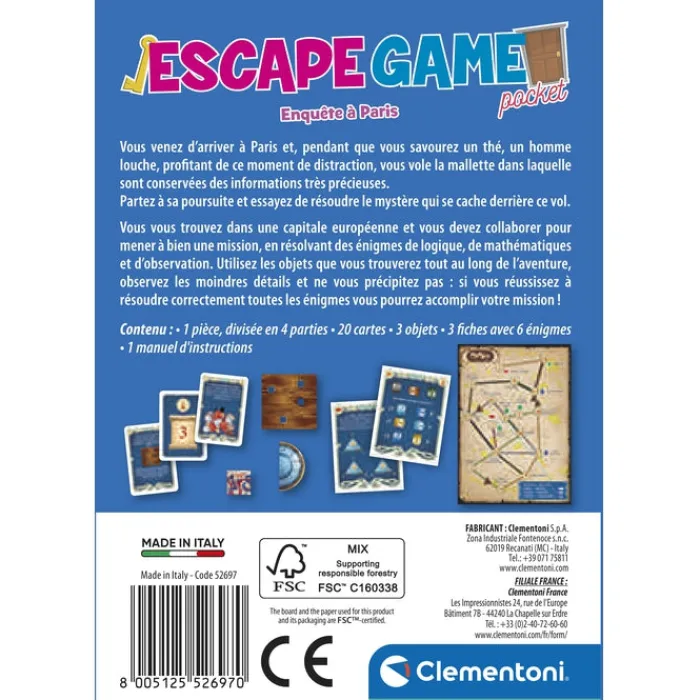 Clementoni Escape Game|Escape Game - Enquête à Paris