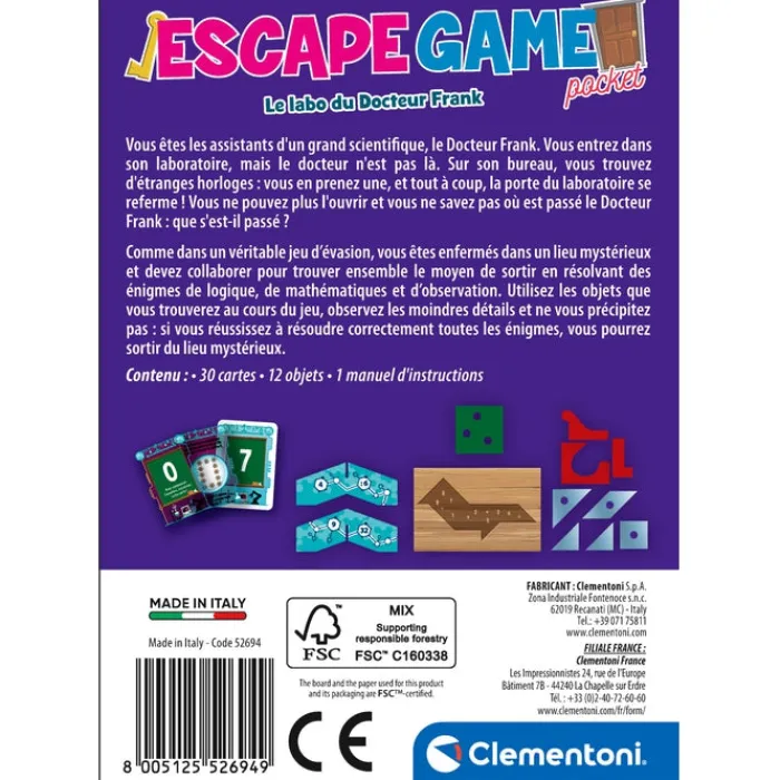 Clementoni Escape Game|Escape Game - Le labo du Docteur Frank