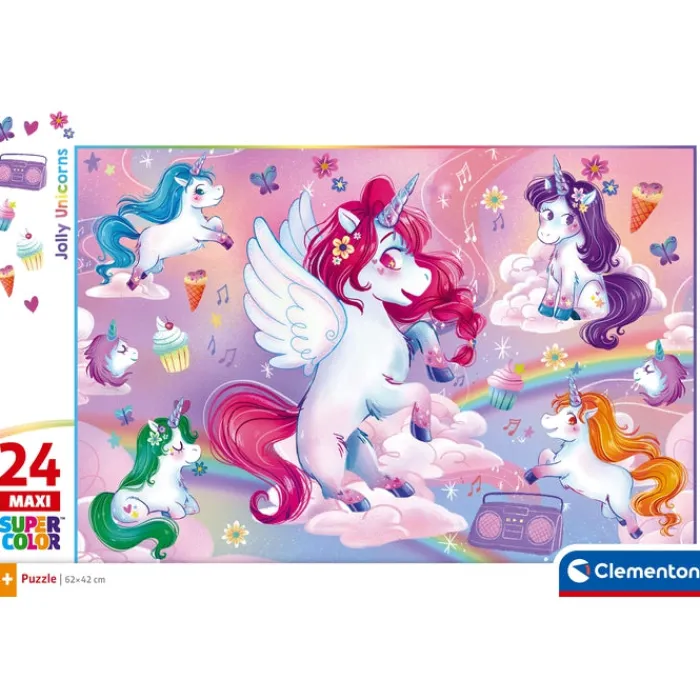 Clementoni Cartes|Illustrations|Jolly Unicorns - 24 pièces