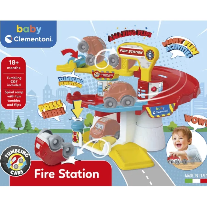 Clementoni Véhicules|La caserne des pompiers-culbutos