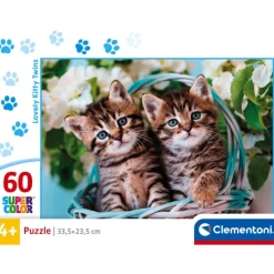 Clementoni Cartes|Animaux|Lovely Kitty Twins - 60 pièces