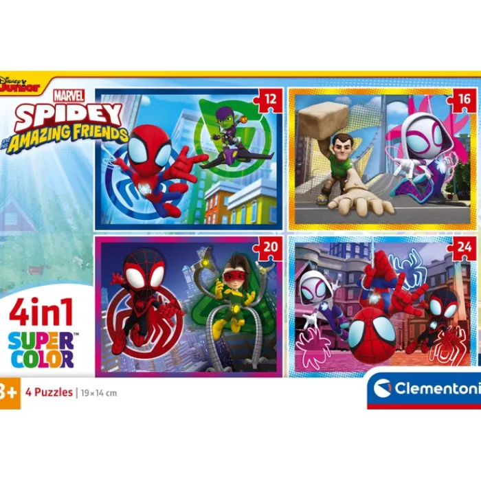 Clementoni Cartes|Marvel Spidey And His Amazing Friends - 1x12 + 1x16 + 1x20 + 1x24 pièces