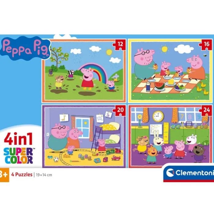 Clementoni Cartes|Autres Personnages|Peppa Pig - 1x12 + 1x16 + 1x20 + 1x24 pièces