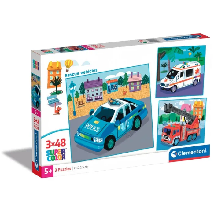 Clementoni Cartes|Illustrations|Rescue Vehicles - 3x48 pièces