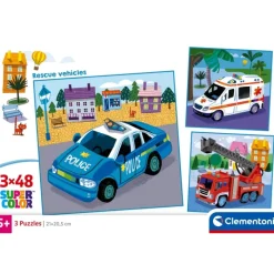 Clementoni Cartes|Illustrations|Rescue Vehicles - 3x48 pièces