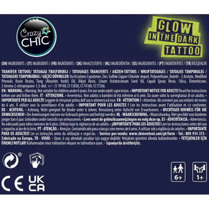 Clementoni Beauté Et Maquillage|Tattoo Glow in the dark