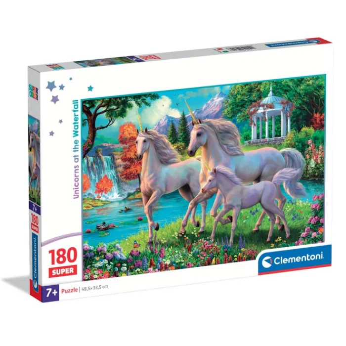 Clementoni Cartes|Illustrations|Unicorns At The Waterfall - 180 pièces